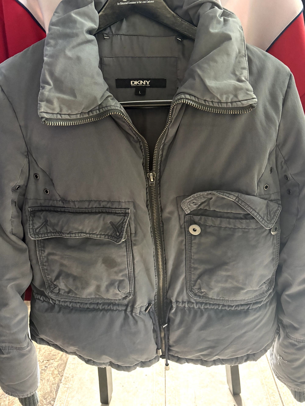 DKNY Unisex Slate Gray Puffer Jacket